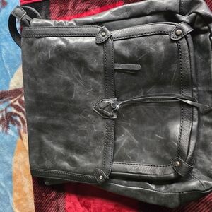 Black Leather Backpack/ Bag